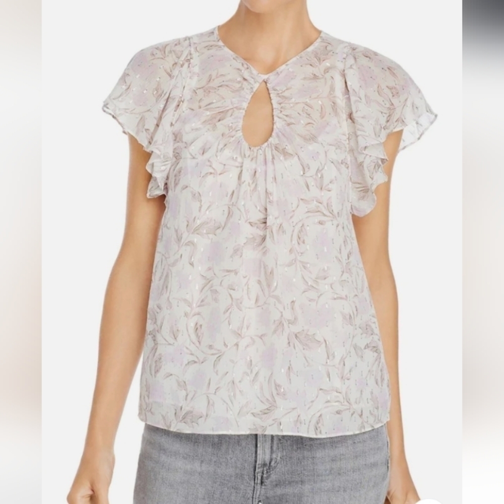 Rebecca Taylor Zadie Floral Keyhole Blouse